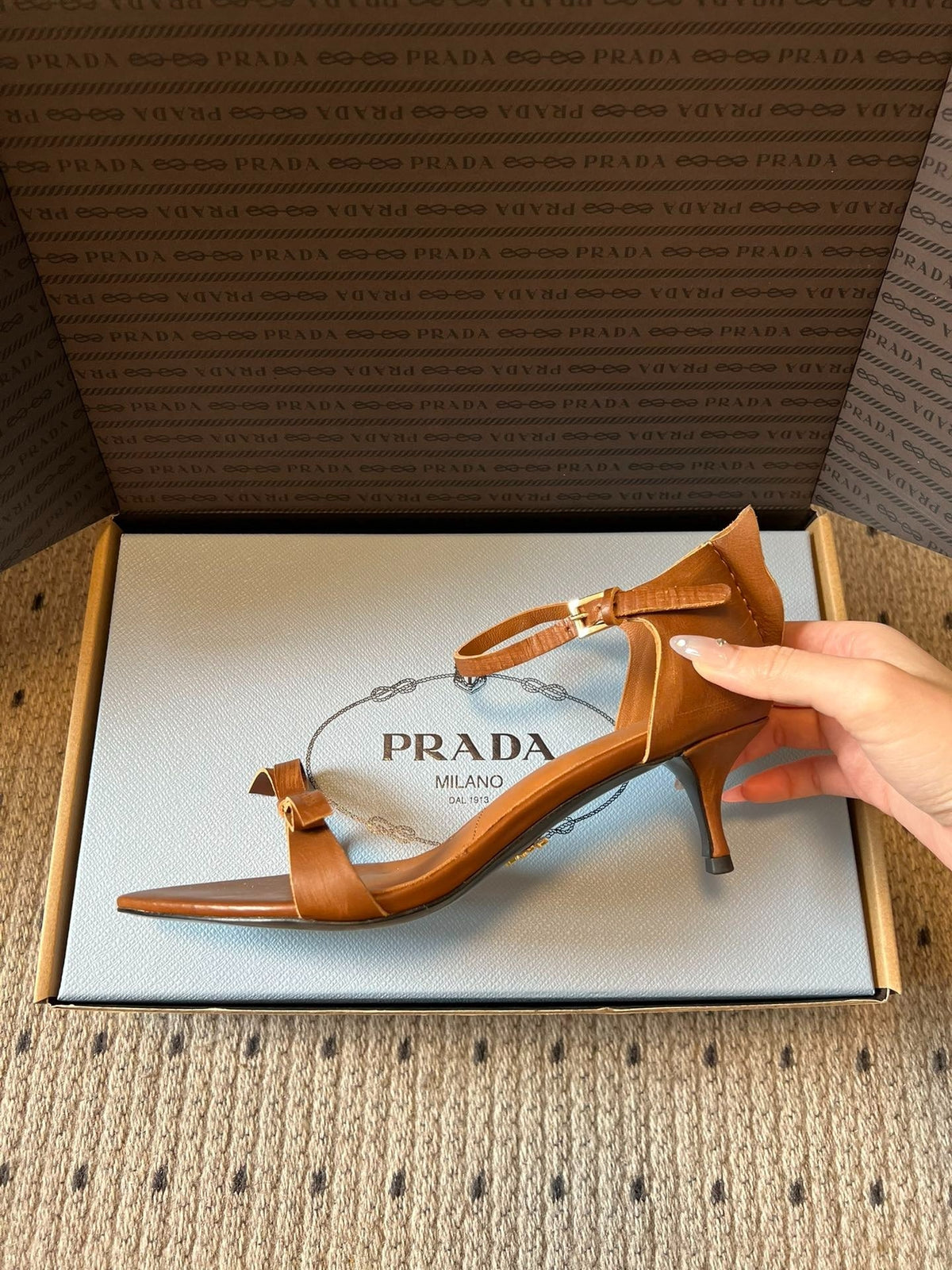 PRA 26S High-Heeled Sandals 60 Camel Brown Cowhide 627446