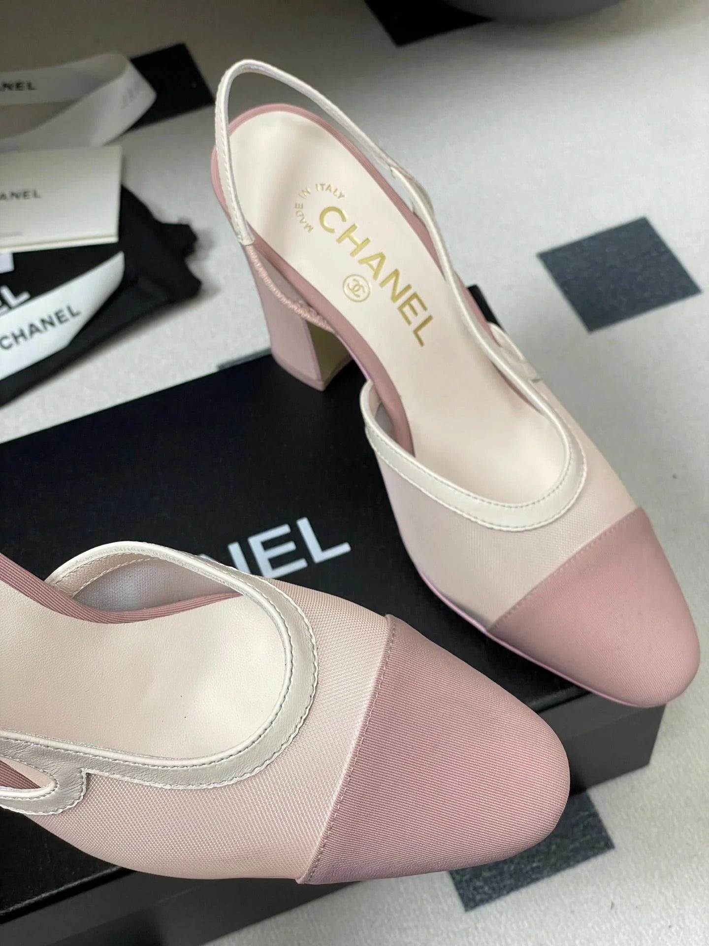 CC 26s Slingback 95 Pink Mesh Fabric Sheepskin 649439