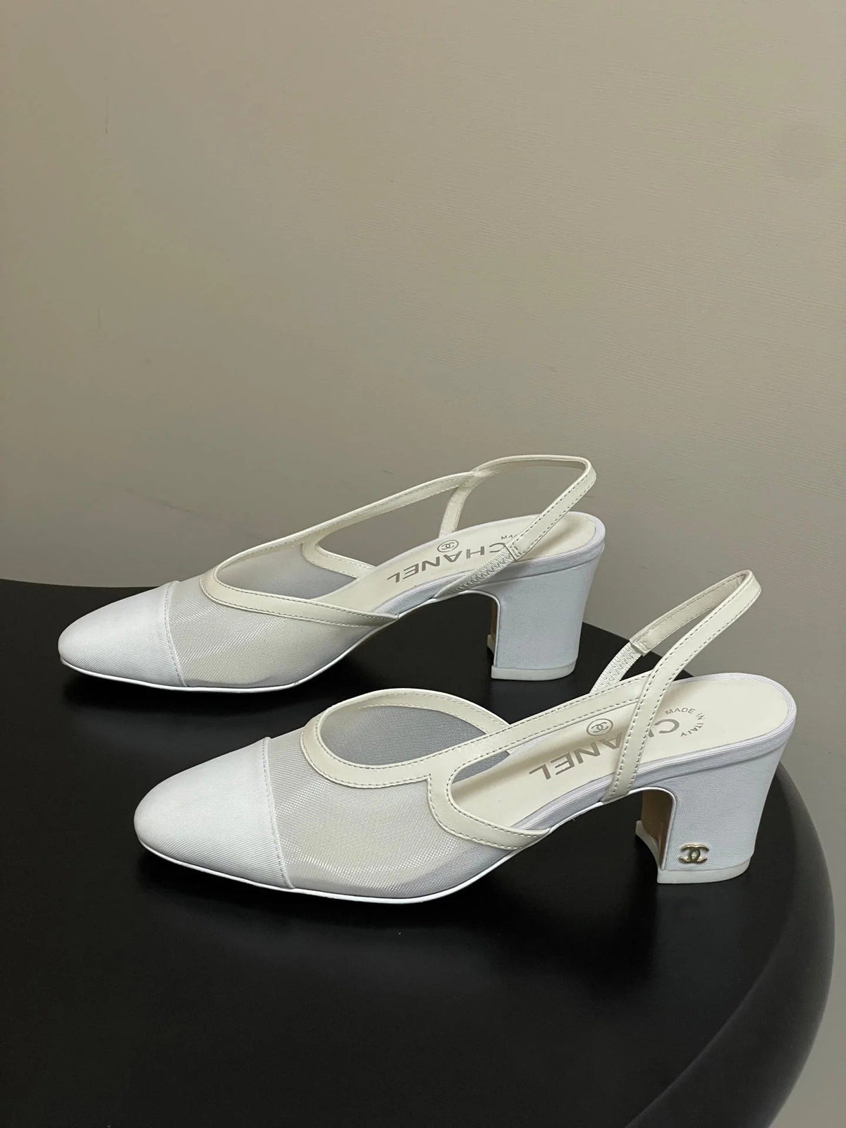 CC 26s Slingback 65 White Mesh Fabric Sheepskin 649445
