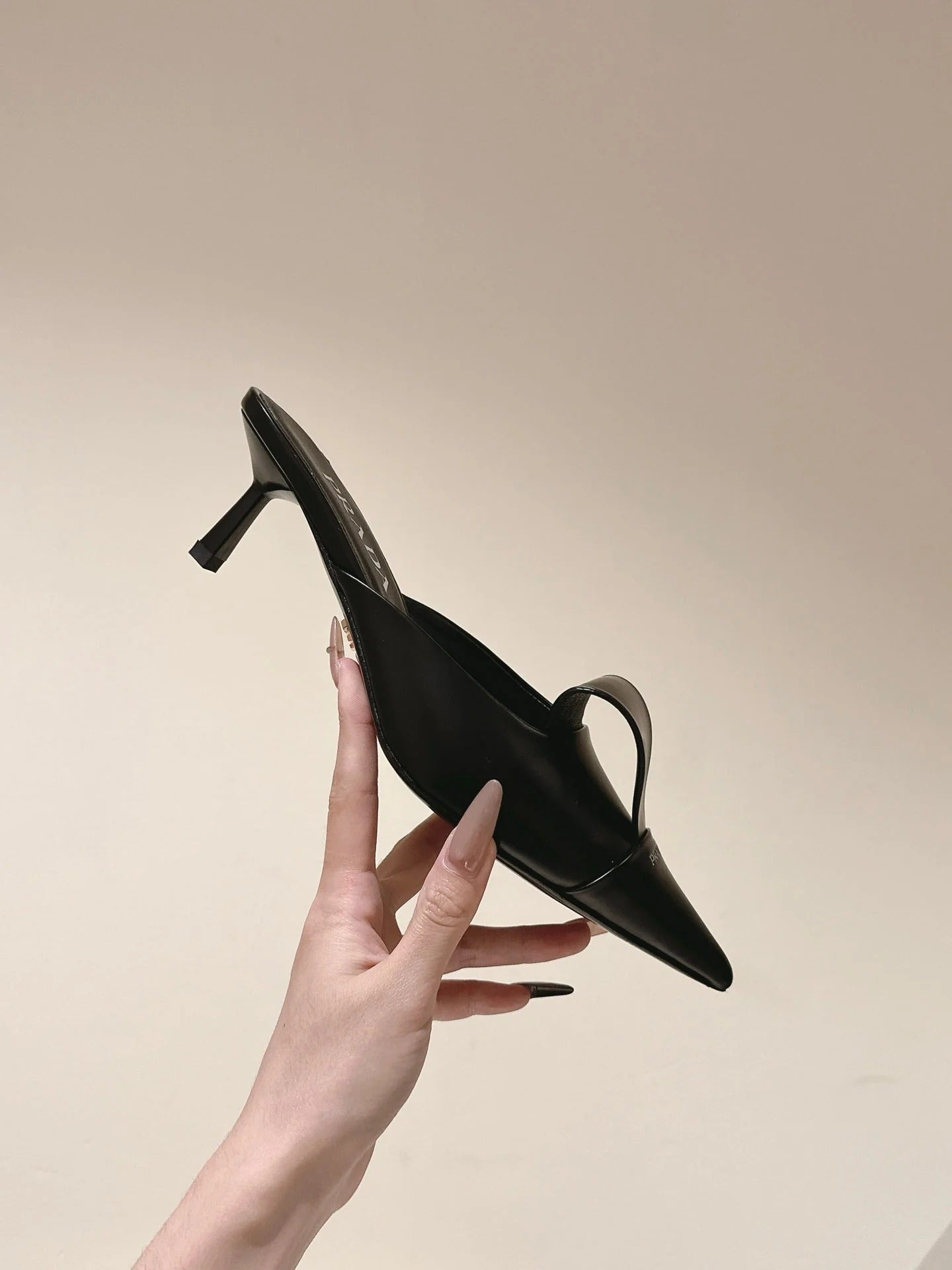 PRA 2026S High Heel Mule 65 Black Sheepskin 657674