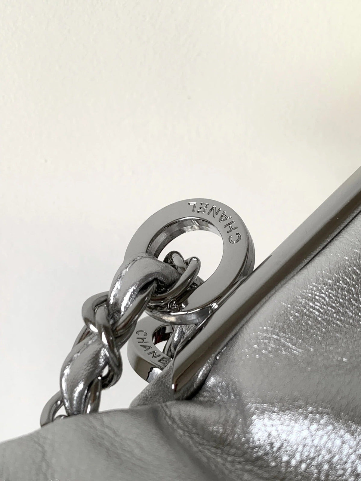 CHANEL 25S HOBO BAG 30 CM IN SILVER SMOOTH CALFSKIN