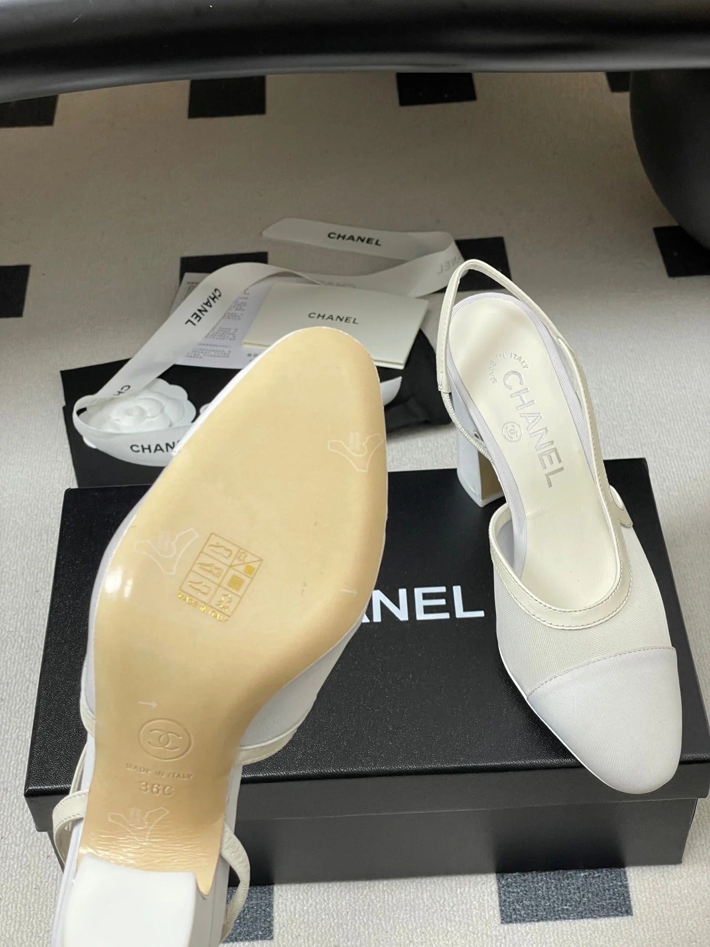 CC 26s Slingback 95 White Mesh Fabric Sheepskin 649441