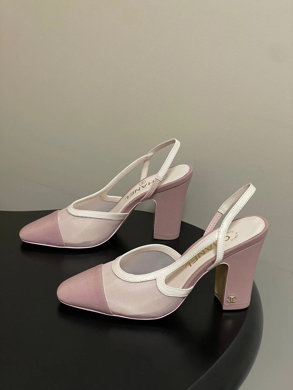 CC 26s Slingback 95 Pink Mesh Fabric Sheepskin 649439