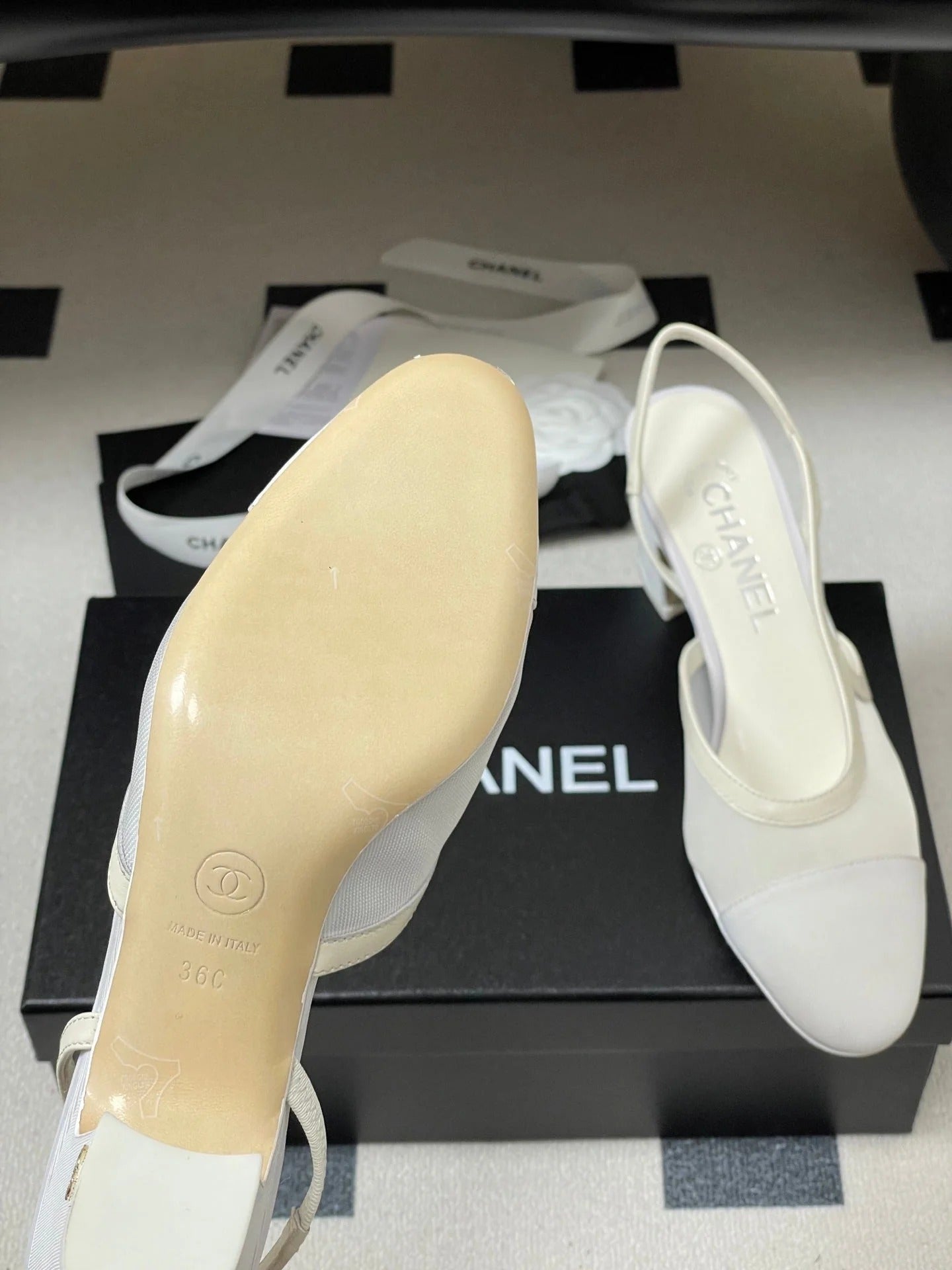 CC 26s Slingback 65 White Mesh Fabric Sheepskin 649445