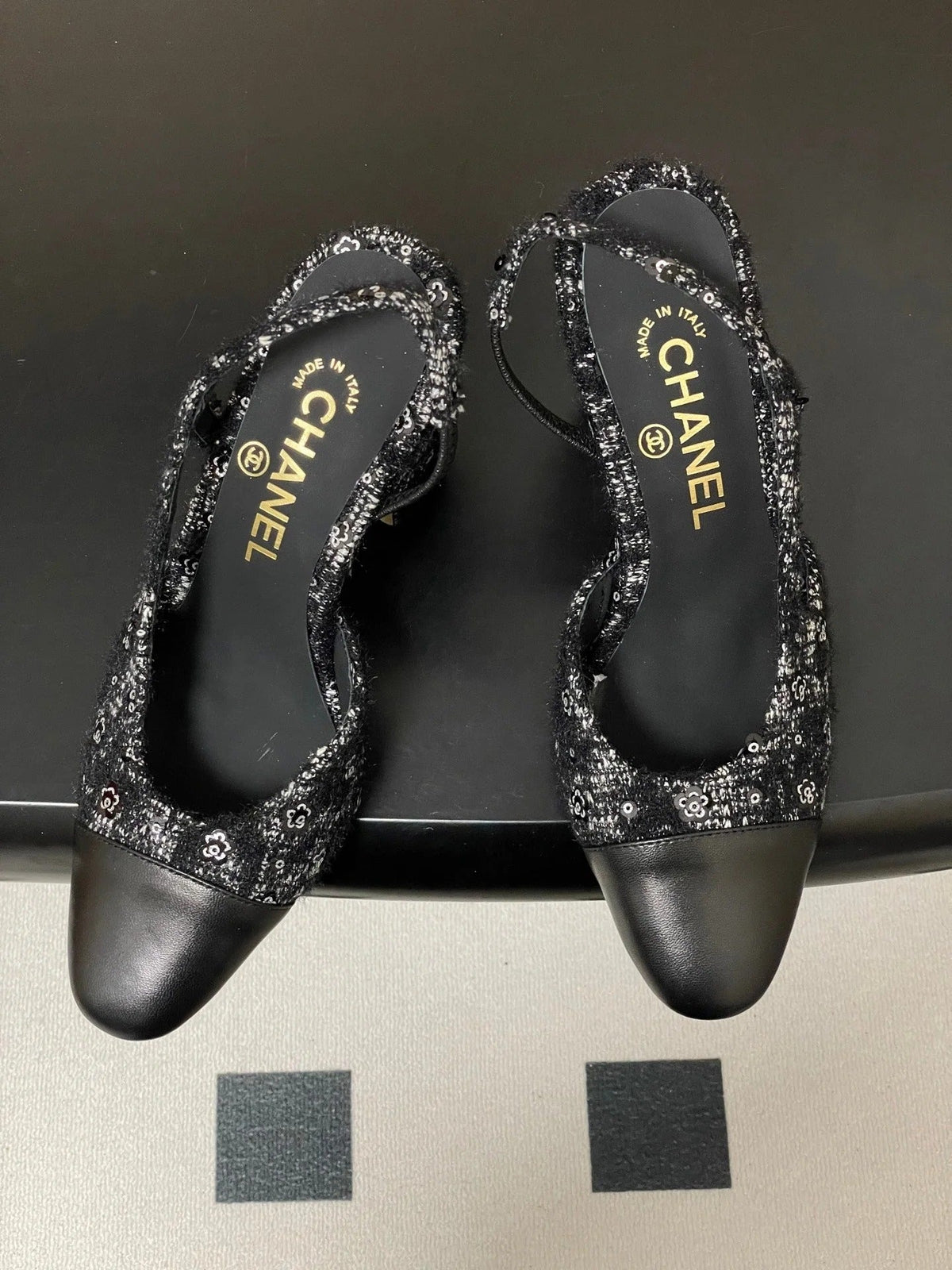 CC 26s Slingback 95 Black Tweed Sheepskin 649418