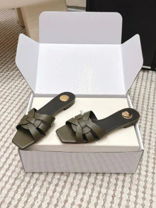 YSL 26ss Melody Stiletto Flat Slippers Calfskin